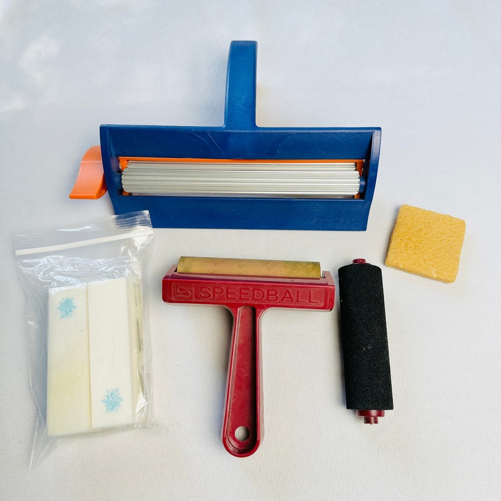 Art Tool Paper Crimper Speedball Rubber Foam Brayer Sanding Block Residue Eraser